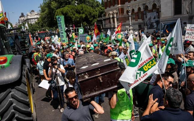 Protesta de agricultores en Madrid, en una imagen de archivo.