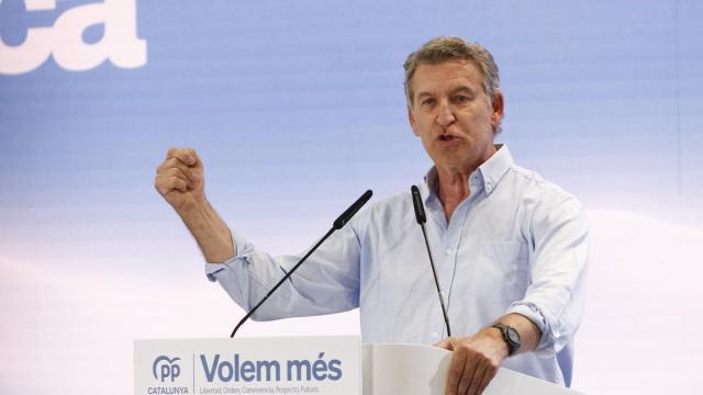 Alberto Núñez Feijóo, durante su intervención en el Congreso del PP de Catalunya.