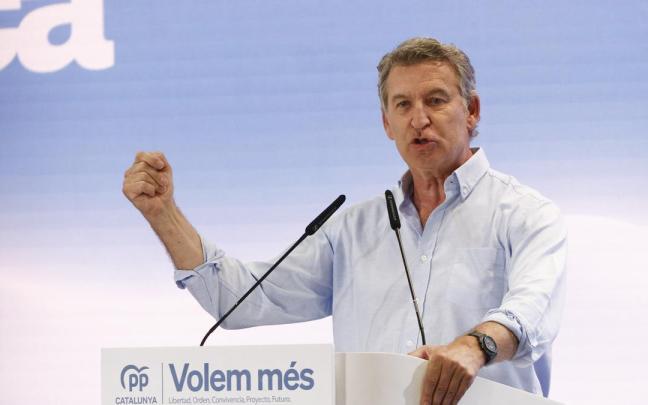 Alberto Núñez Feijóo, durante su intervención en el Congreso del PP de Catalunya.