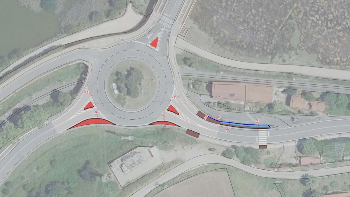 Vista de la reconfiguración que se contempla para la rotonda y la nueva ubicacion del paso de peatones de Artzabal.