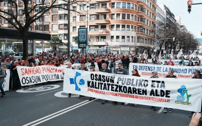 Imagen de la manifestación en Bilbao en defensa de la sanidad pública vasca.