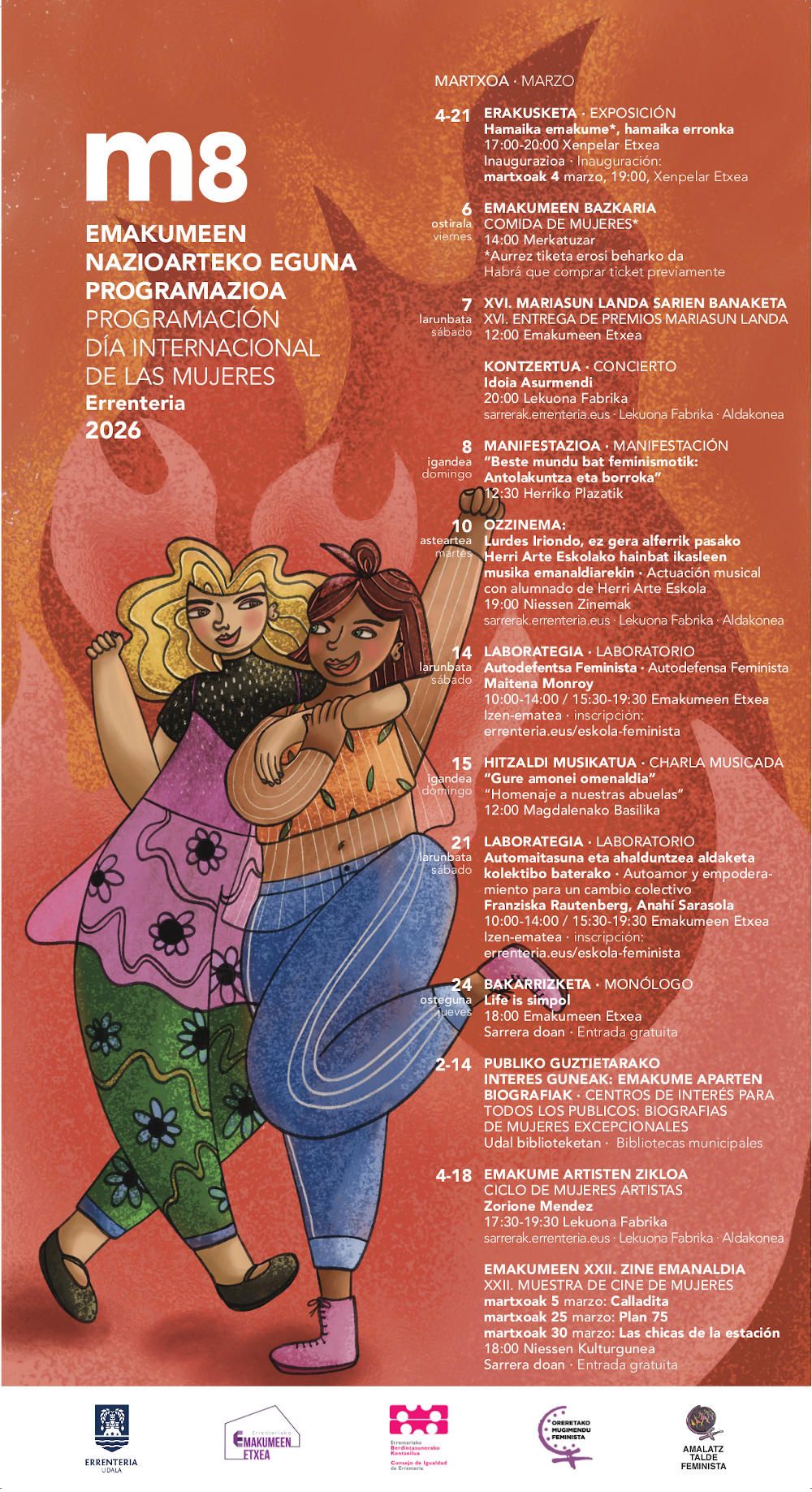 Cartel con la programación del 8M.