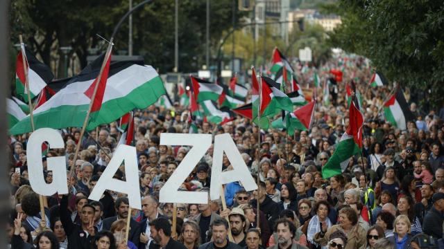 Una manifestación recorre las calles de Donostia el pasado 24 de septiembre contra el genocidio de Gaza.