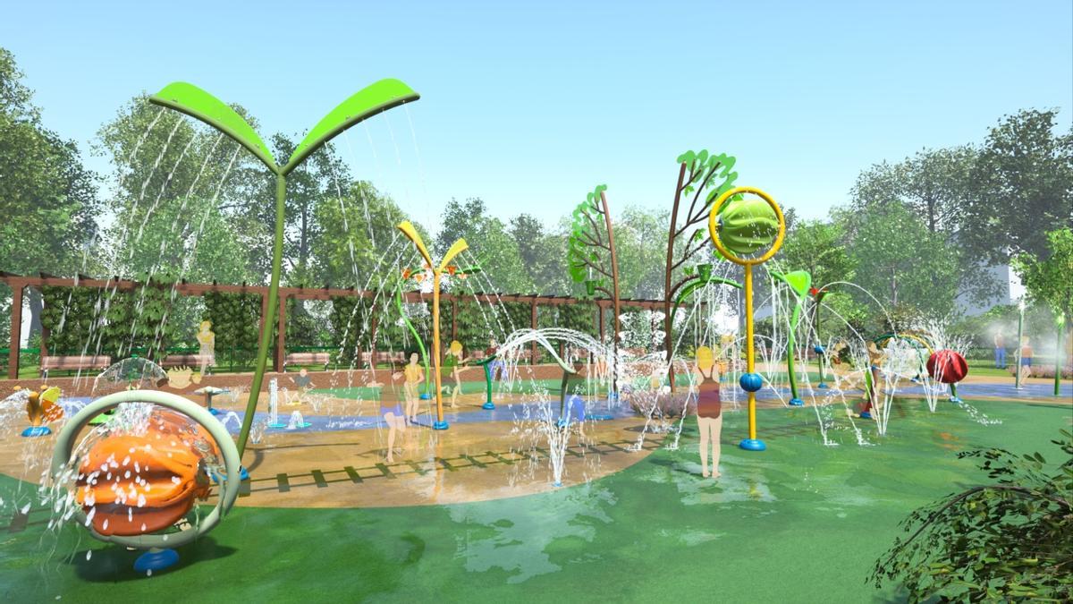 Infografía de varios de los juegos del parque del agua