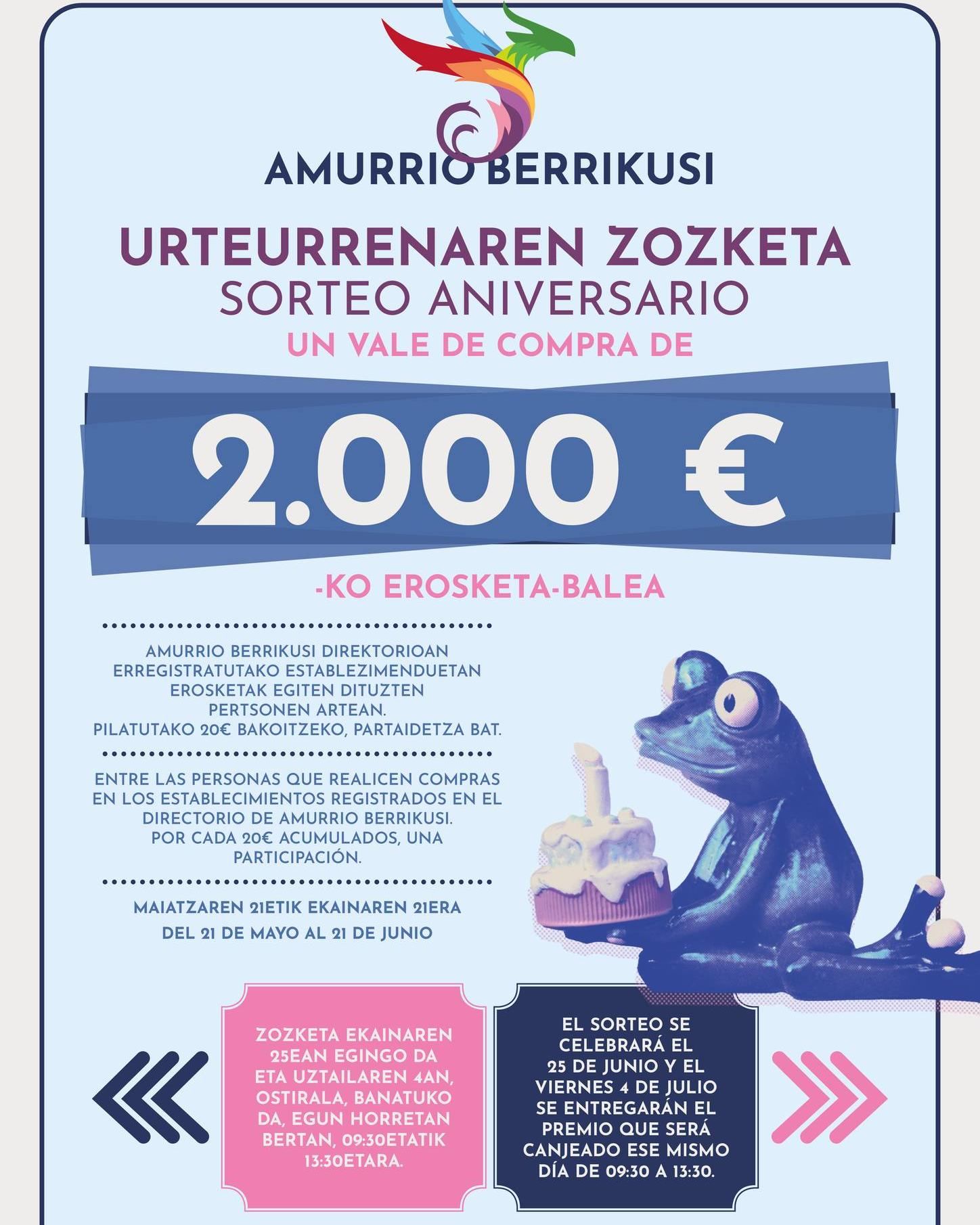 Sorteo de un vale de 2.000 euros por el primer año de Berrikusi