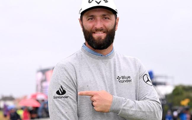 Jon Rahm, tras cerrar un acuerdo con Banco Santander. Jon Rahm, tras cerrar un acuerdo con Banco Santander.