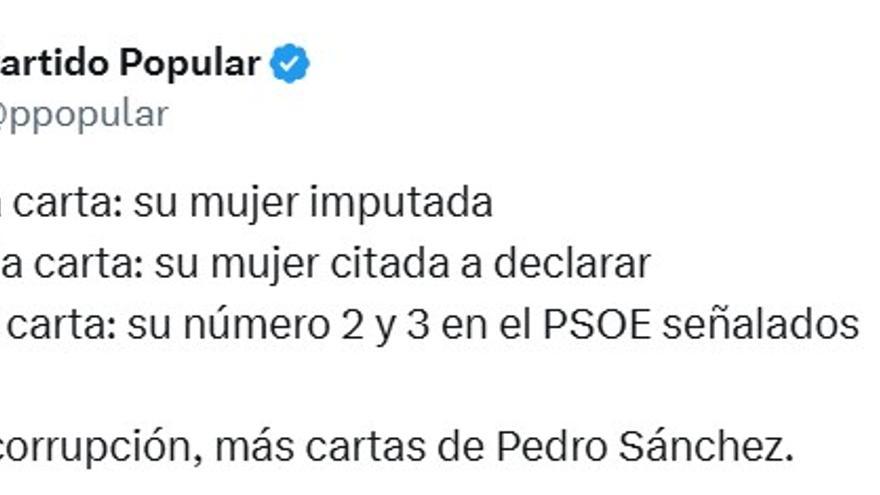 Tuit del PP que fue borrado y reapareció en la cuenta de Alberto Núñez Feijóo