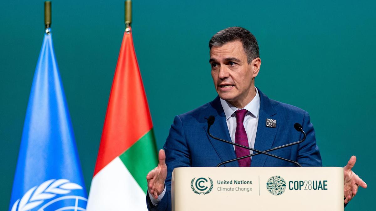 El presidente español Pedro Sánchez, durante la cumbre clima de Dubai