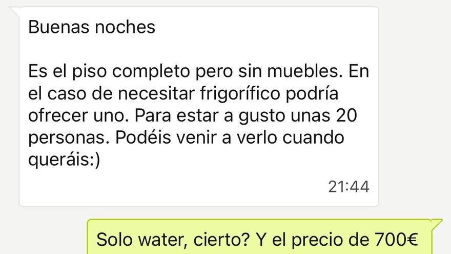 Conversación de WhatsApp entre el dueño de un balcón y un cliente