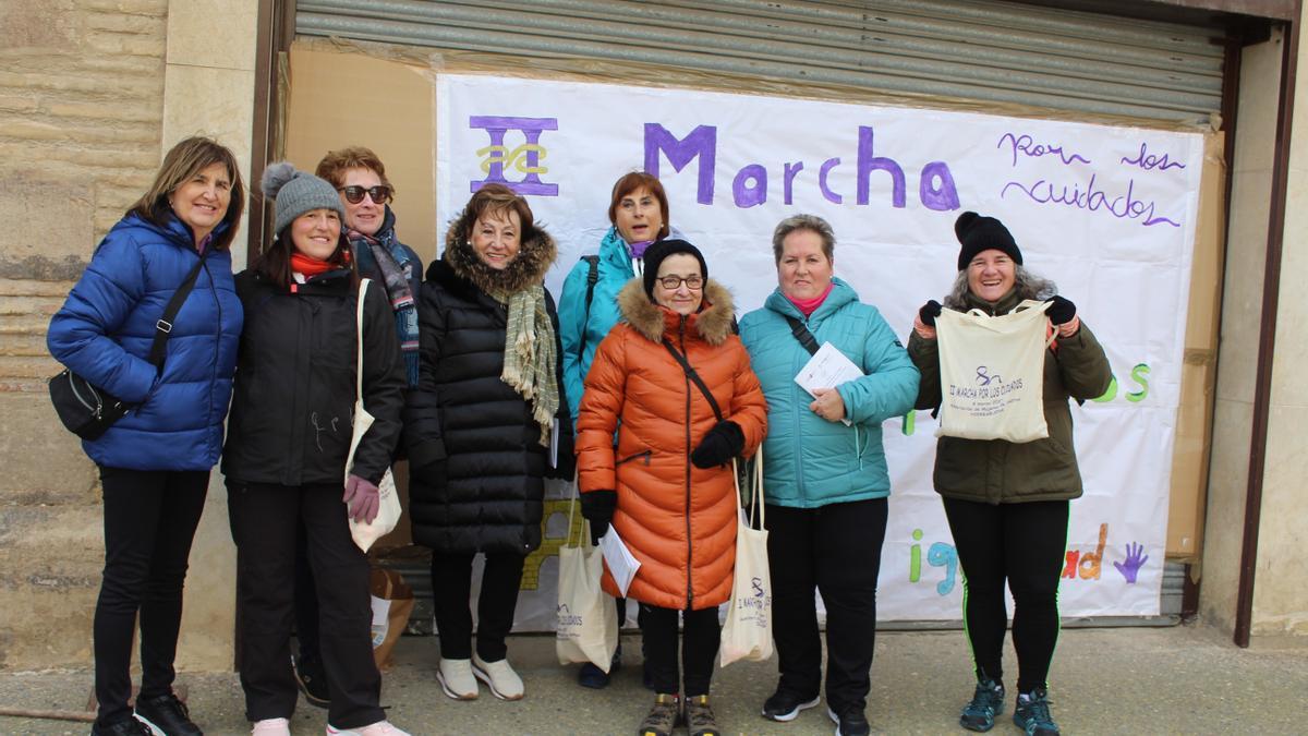 Un grupo de mujeres que participaron en la Segunda Marcha por los Cuidados en Ablitas