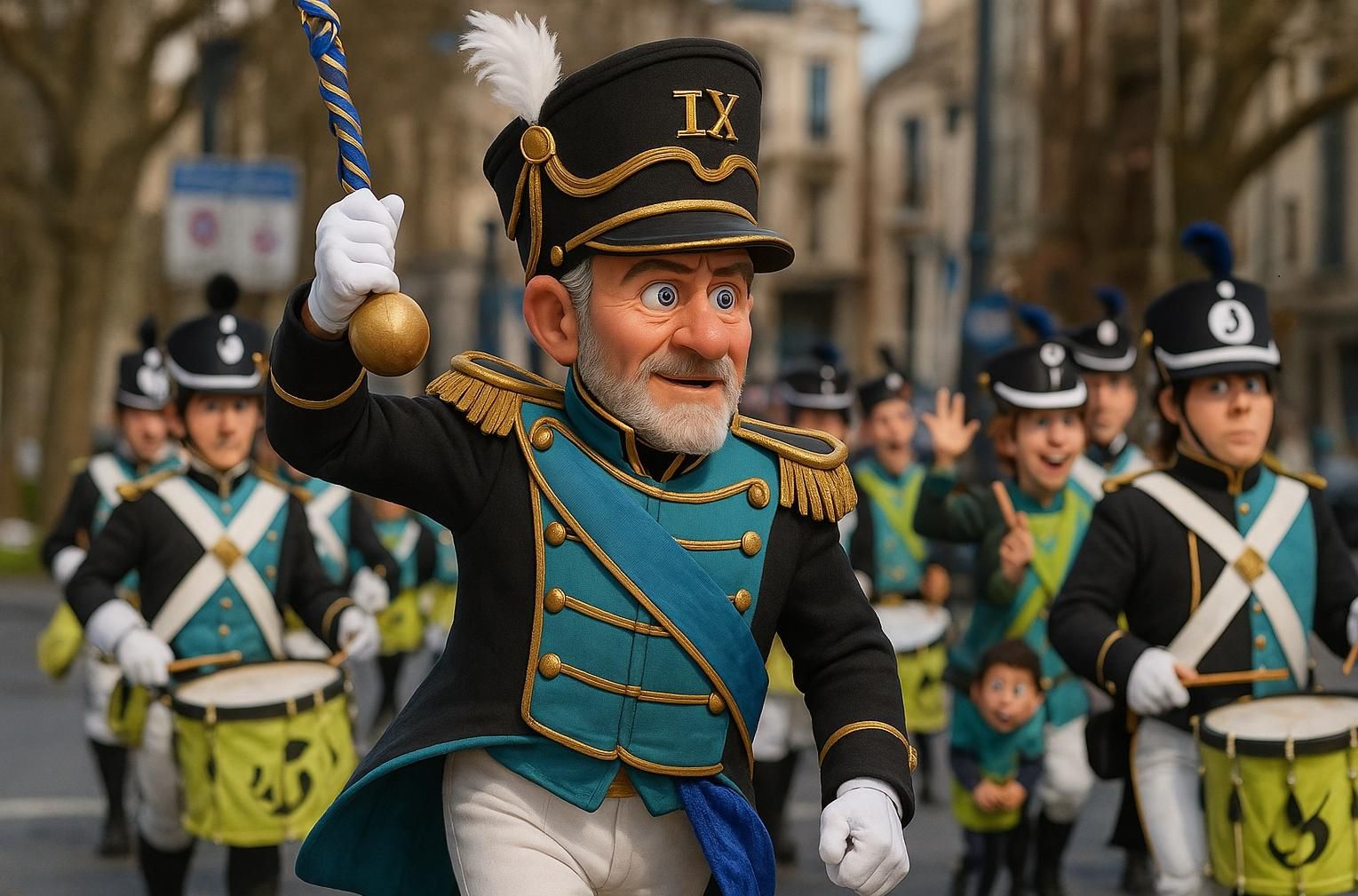 La tamborrada de San Sebastián recreada con el estilo de Pixar sobre una foto de Ruben Plaza