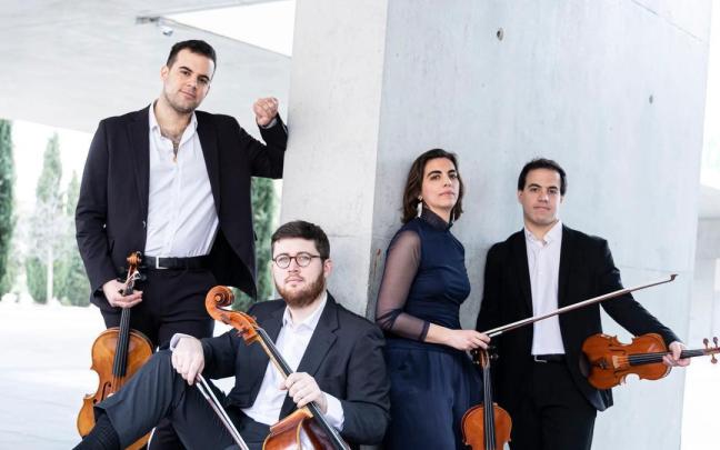 Componentes del cuarteto de cuerda Iberia, protagonistas del concierto del sábado en el convento de Santa Cruz.