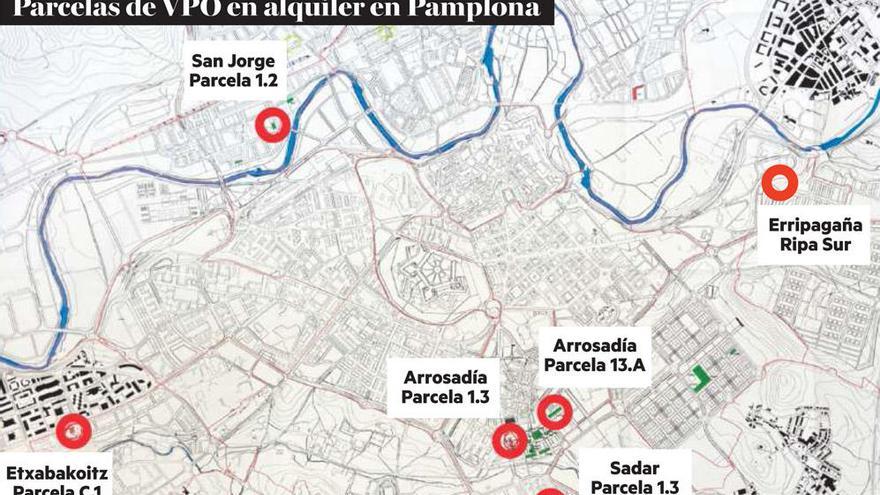 Parcelas de VPO de alquiler en Pamplona.