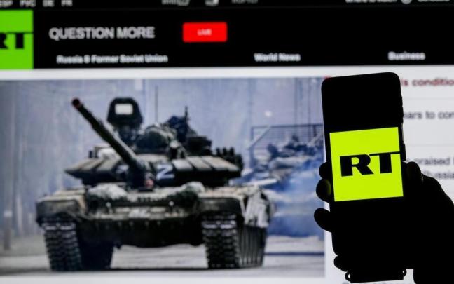 Imagen de archivo de la identidad estatal corporativa de Russia Today.