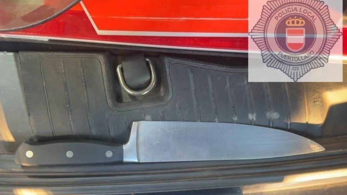 Cuchillo incautado al hombre detenido