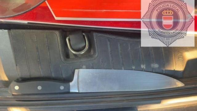 Cuchillo incautado al hombre detenido