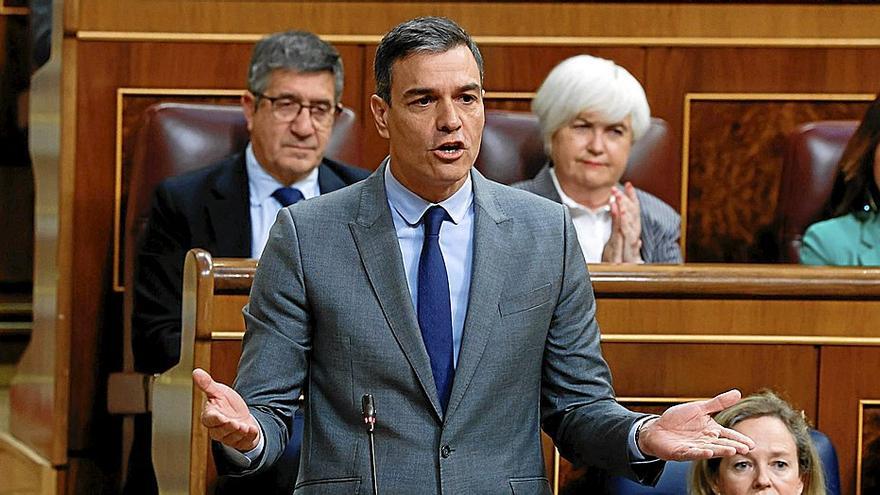 El presidente del Gobierno español, Pedro Sánchez, ayer en el Congreso de los Diputados. | FOTO: EFE