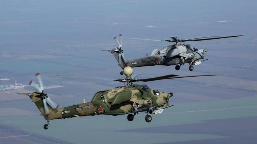 Dos helicópteros de la Fuerza Aeroespacial rusa.