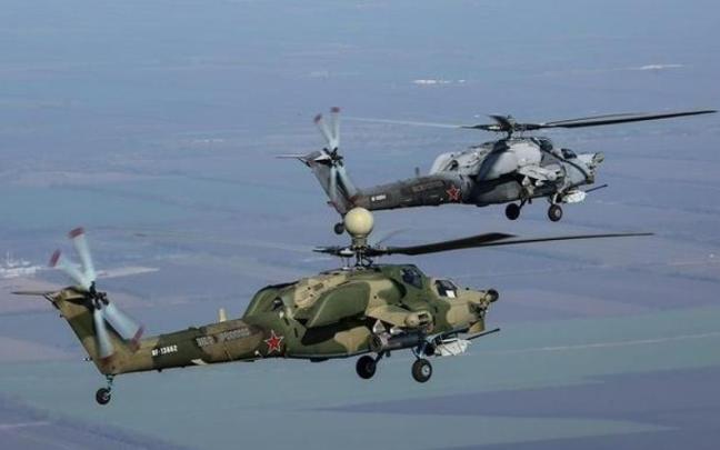 Dos helicópteros de la Fuerza Aeroespacial rusa.
