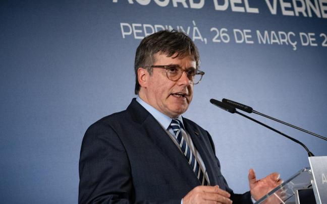 El expresidente de la Generalitat y candidato de Junts a las elecciones catalanas, Carles Puigdemont.