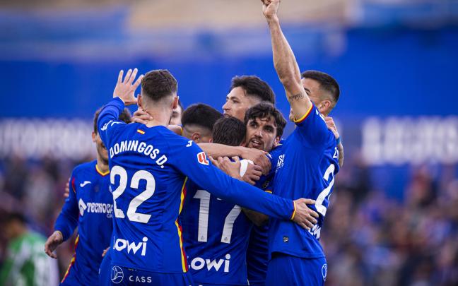 Los jugadores del Getafe festejan su último triunfo en casa / Getafe CF