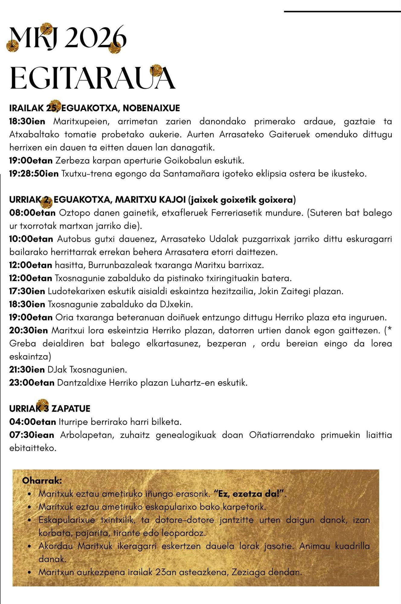 Programa festivo.