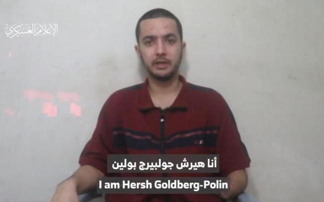El rehén israelí Hersh Goldberg-Polin en el vídeo.