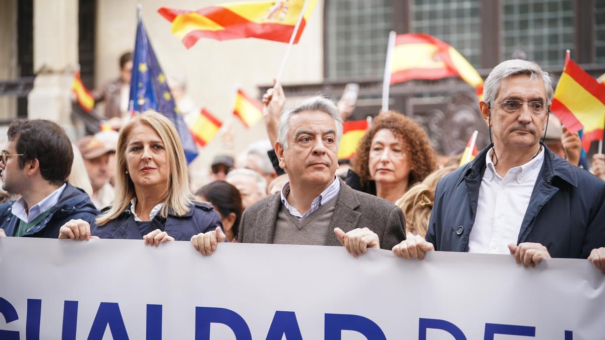 El presidente del PP de la CAV, Javier de Andrés, en las manifestaciones del domingo contra la amnistía