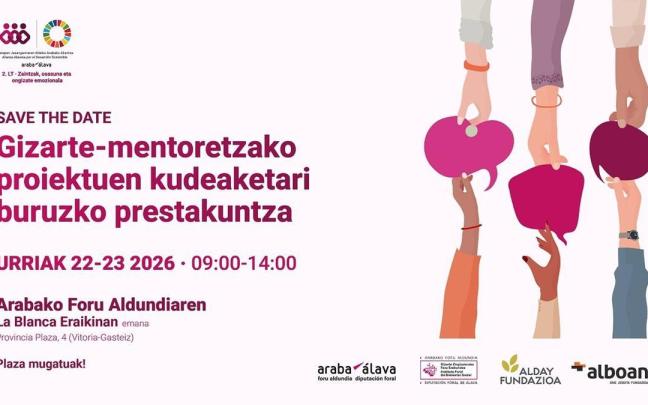 Arabako Aldundiak gizarte mentoretzako proiektuen kudeaketari buruzko prestakuntza eskainiko du urriaren 22an eta 23an.