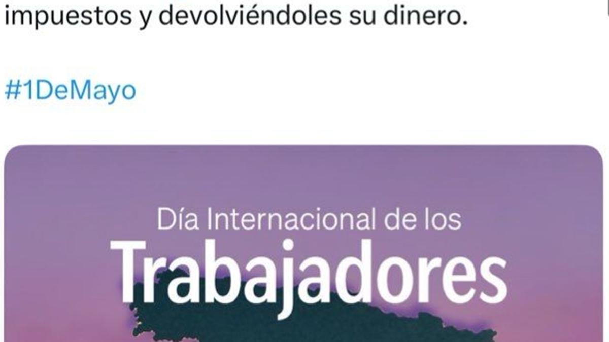 Un fragmento del tuit del PP.