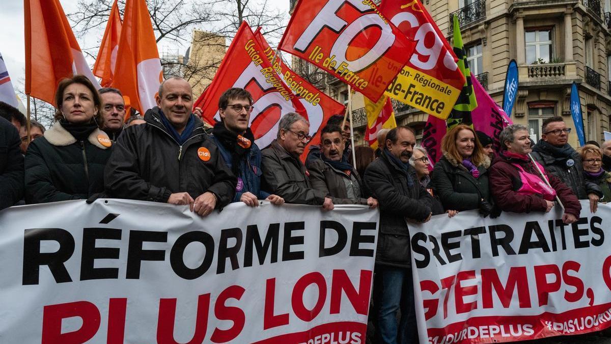 Protesta de la CGT en París por la reforma de las pensiones.