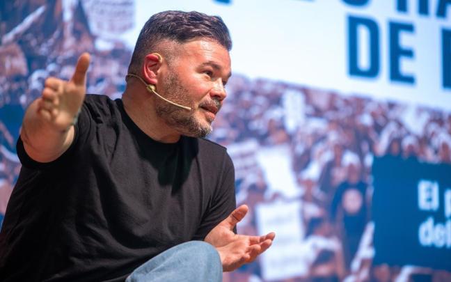 El portavoz de ERC en el Congreso, Gabriel Rufián, durante el diálogo 'Què s'ha de fer?', 9 de abril de 2026.