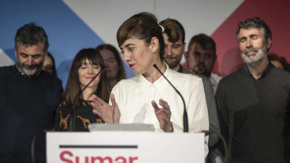 Marta Lois comparece tras los resultados electorales en Galicia.