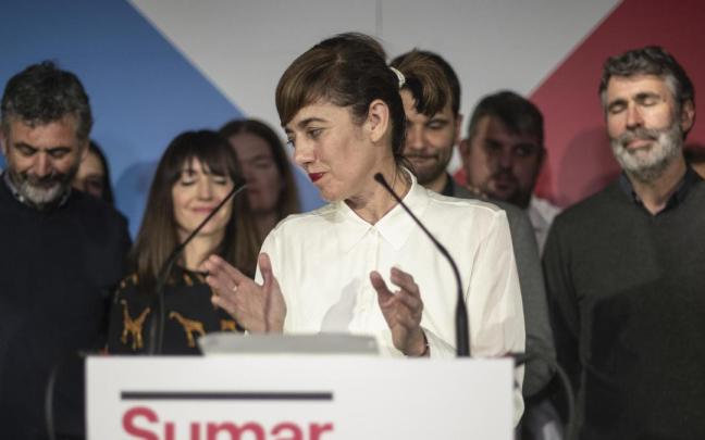 Marta Lois comparece tras los resultados electorales en Galicia. / EFE Marta Lois comparece tras los resultados electorales en Galicia.