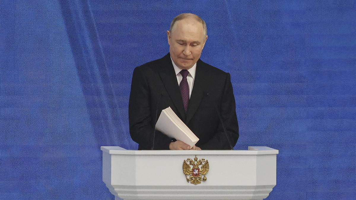 Putin, en un momento de su discurso sobre el estado de la nación.