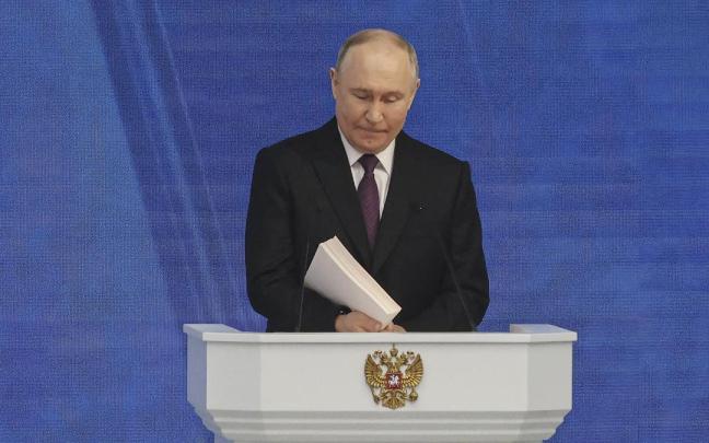 Putin, en un momento de su discurso sobre el estado de la nación.