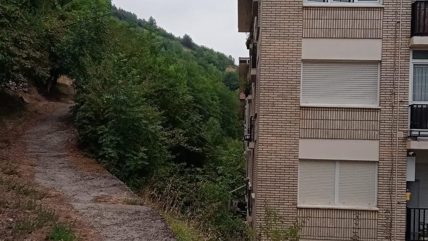 Los trabajos de limpieza y desbroce se ejecutan frente a los portales del 1 al 21 de la calle Artzamendi.