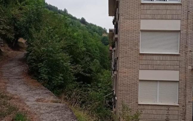 Los trabajos de limpieza y desbroce se ejecutan frente a los portales del 1 al 21 de la calle Artzamendi.