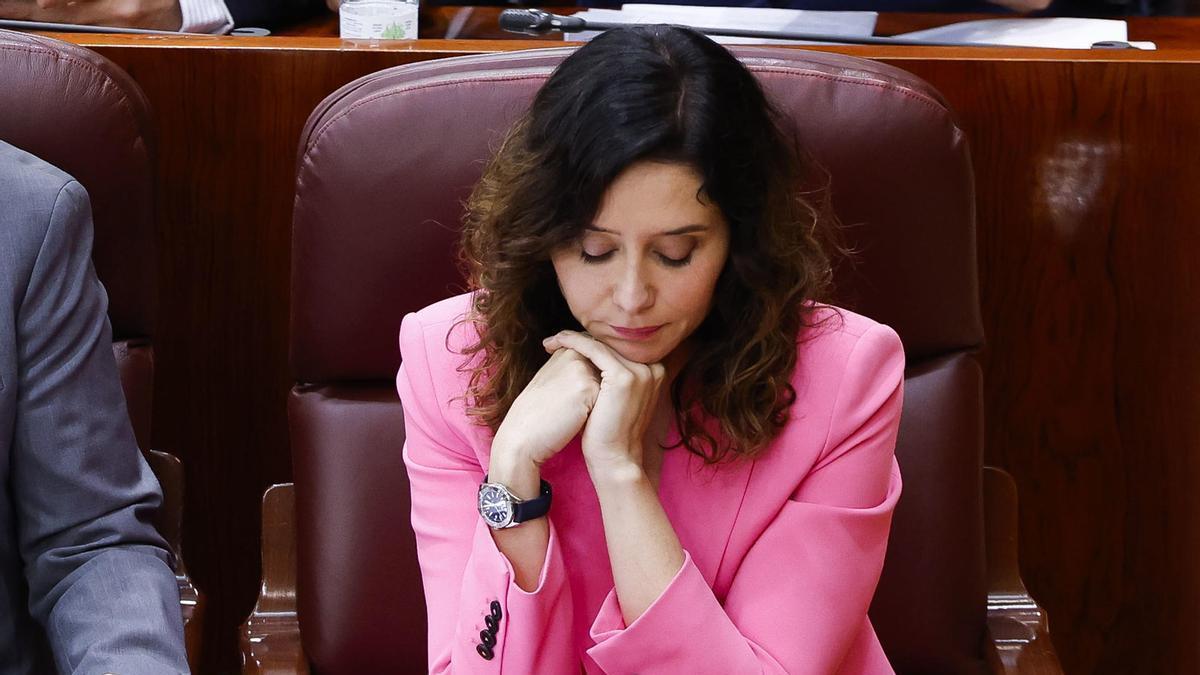 Isabel Díaz Ayuso durante un pleno de la Asamblea de Madrid.