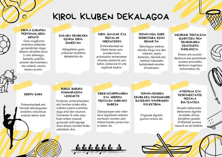 Decálogo de los clubes deportivos de Zumaia respecto al uso de las pantallas.