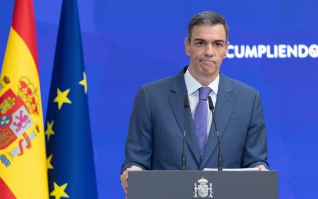 El presidente del Gobierno español, Pedro Sánchez, durante su balance del curso político.