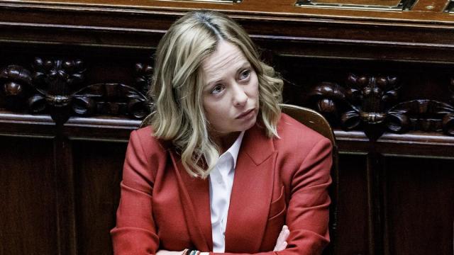 La primera ministra de Italia, Giorgia Meloni, en el Parlamento italiano.