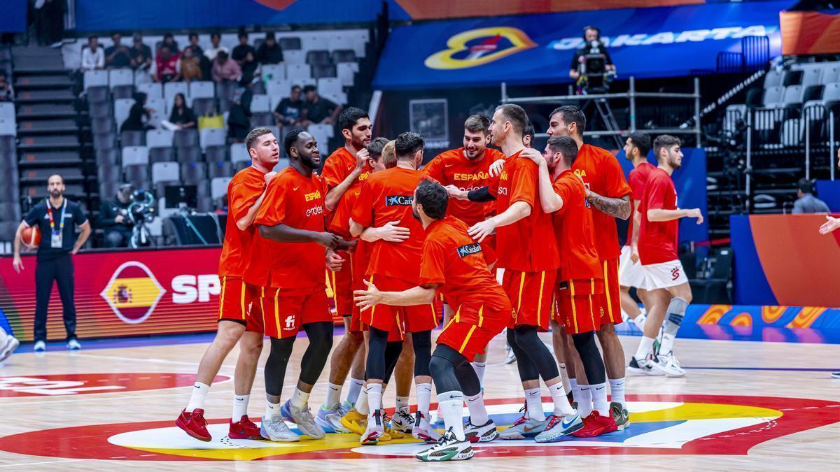 Los jugadores de la selección española masculina de baloncesto en el último Mundial.