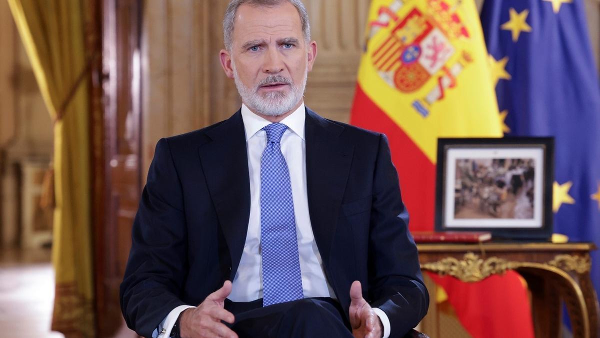 Felipe VI, durante su undécimo mensaje de navidad