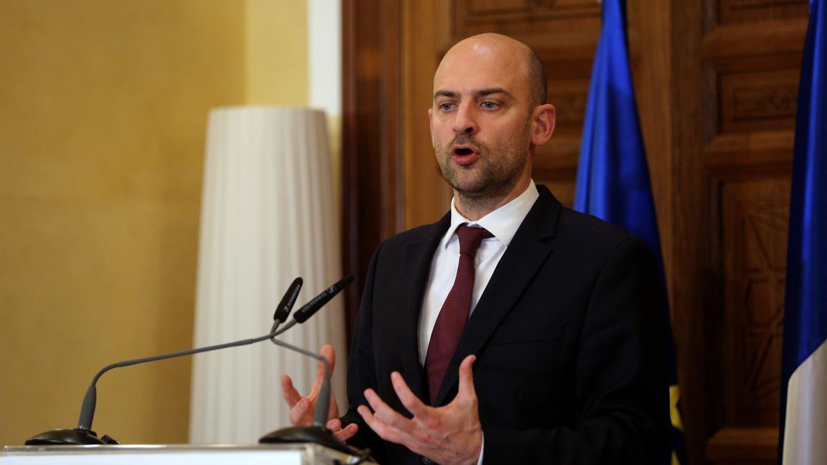 French Foreign Minister Jean-Noel Barrot gestures during his press conference in Beirut. Barrot's visit aims to reinforce international support for Lebanese sovereignty and finalize preparations for a Paris donor conference in March 2026 dedicated to the
