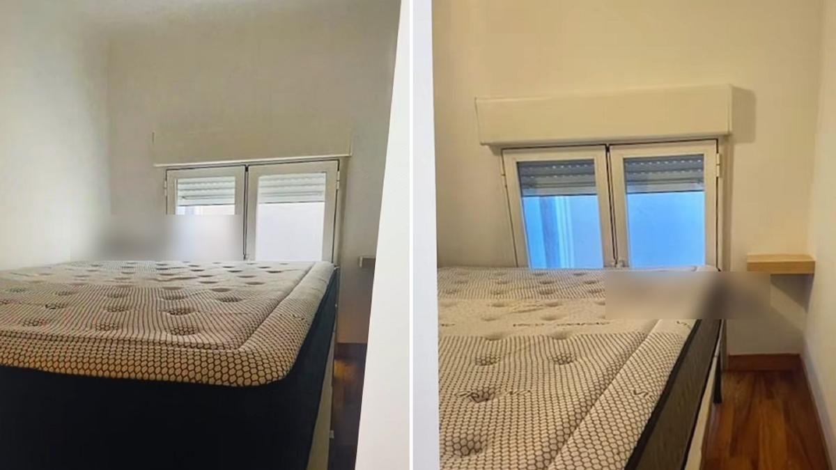 La habitación principal tiene un colchón gigante que ocupa prácticamente toda la estancia.