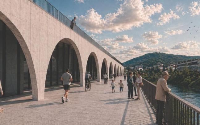 El proyecto ganador tiene a la integración del río Deba en el conjunto de la plaza como uno de sus referentes.