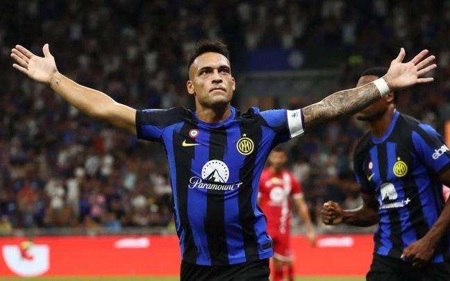 Lautaro Martínez celebra un gol esta campaña