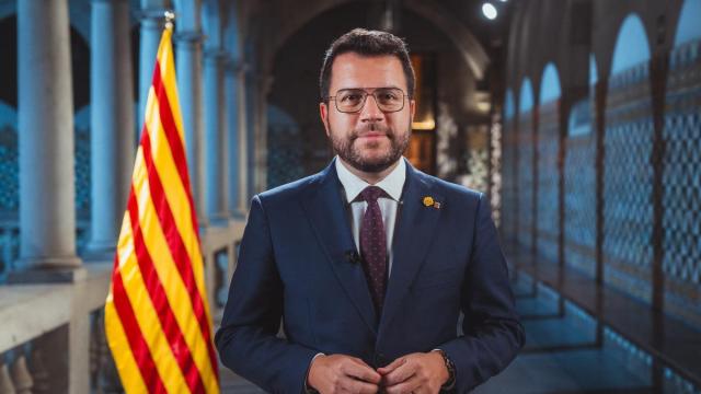 El presidente de la Generalitat, Pere Aragonès, en el mensaje institucional con motivo de la Diada del 11 de septiembre