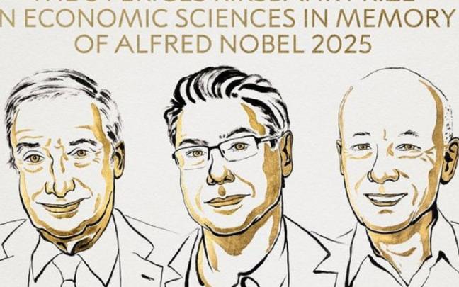 Los economistas Joel Mokyr, Philippe Aghion y Peter Howitt han sido galardonados con el Nobel de Economía en 2025 "por haber explicado el crecimiento económico impulsado por la innovación".